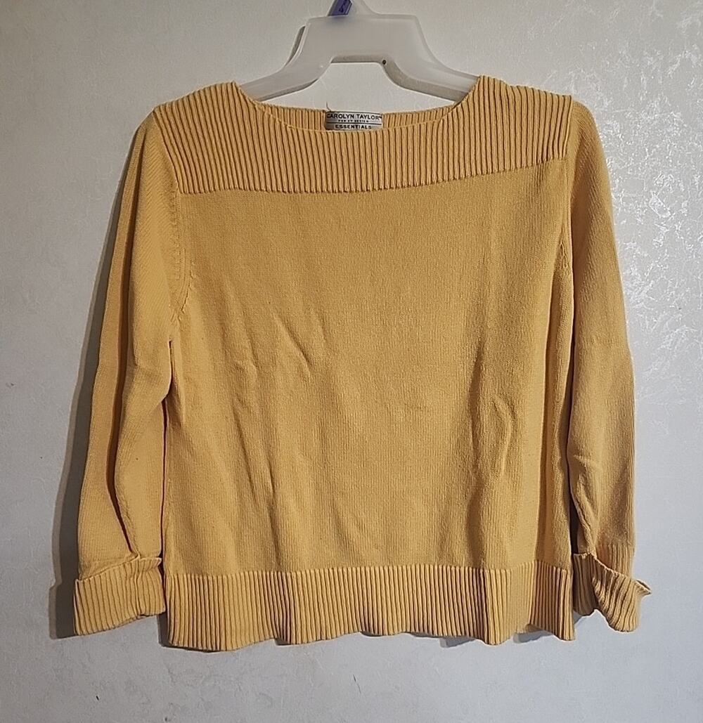 Carolyn Taylor For By Design Essentials Sweater sz XL Mustard Yellow Rolled Cuff